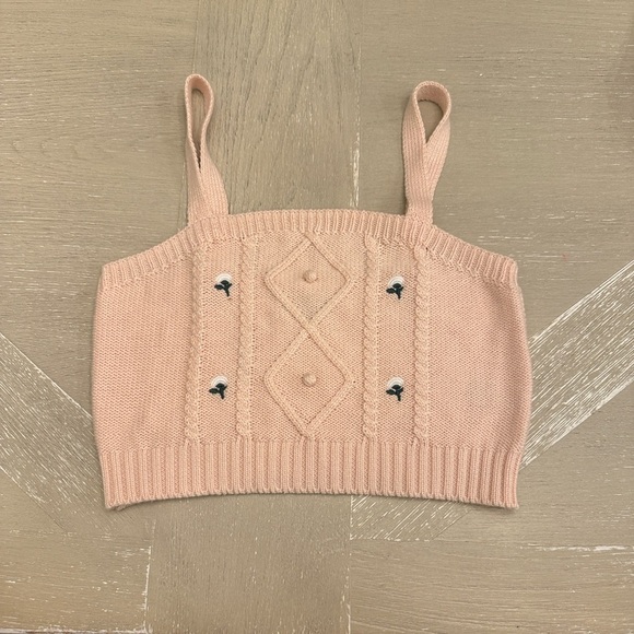 Wild Fable Pink Knit Crop Top Tank Sweater Garden Girl Vibes - Picture 1 of 5
